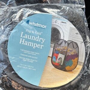 Whitmor Black Pop & Fold Laundry Hamper